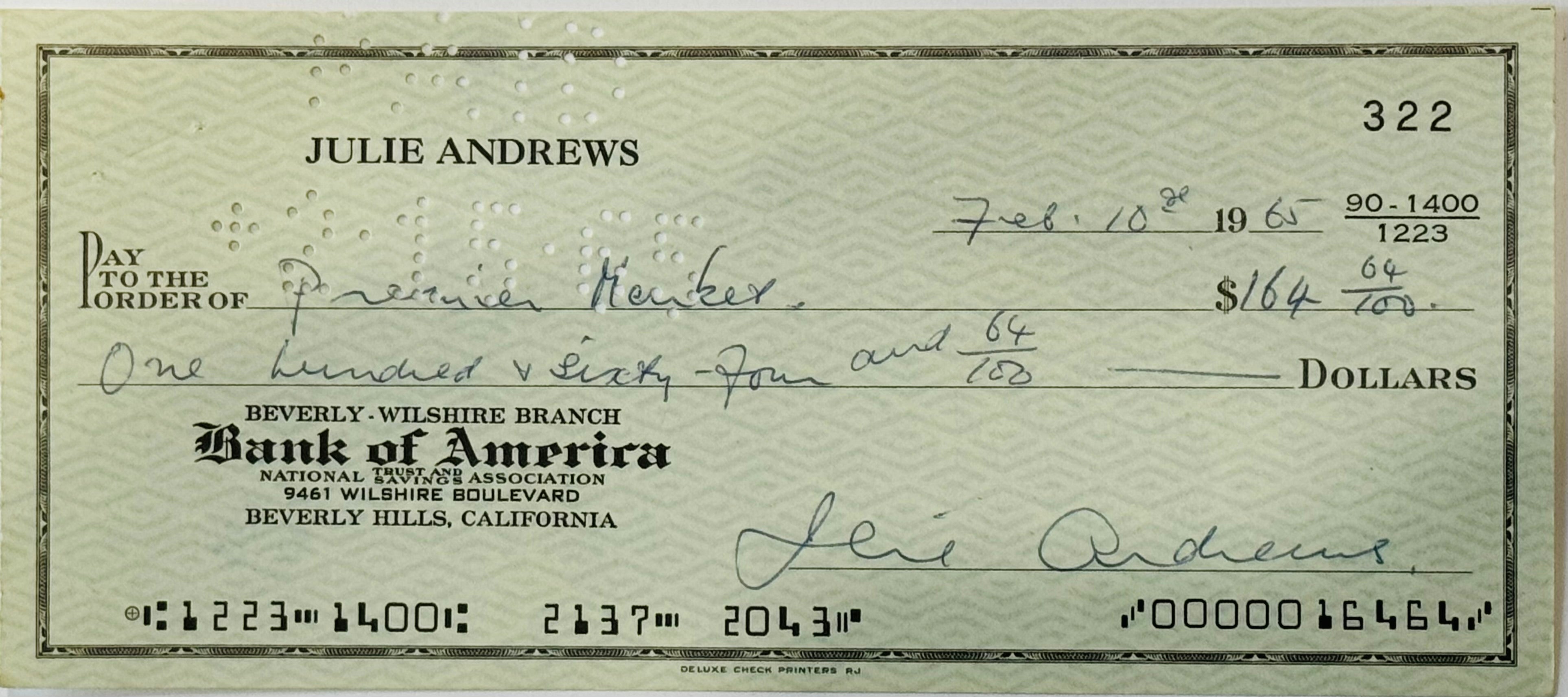 Julie Andrews English Actress Singer & Author Personal Check