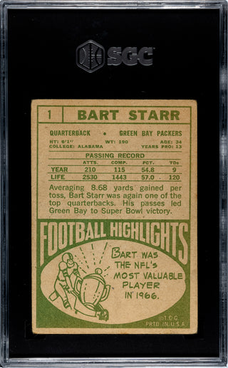 Bart Starr 1968 Topps #1 SGC 2