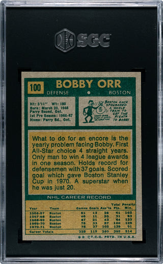 Bobby Orr 1971-72 Topps Card #100 (SGC EX-NM 6)