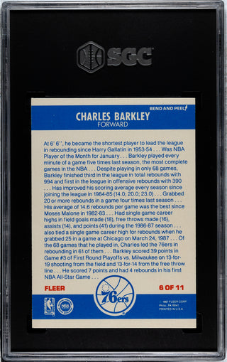 Charles Barkley 1987-88 Fleer Sticker #6 SGC 7