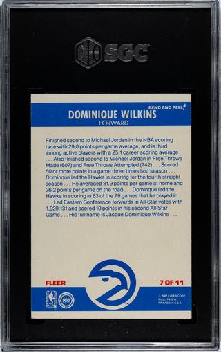 Dominique Wilkins 1986-87 Fleer Stickers #7 SGC 5
