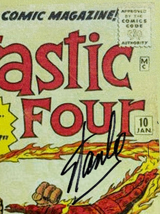 Stan Lee Autographed The Fantastic Four 16 x 22 Canvas Stretched