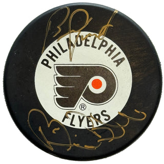 Bernie Parent & Bill Barber Autographed Official Hockey Puck (JSA)