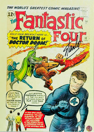 Stan Lee Autographed The Fantastic Four 16 x 22 Canvas Stretched
