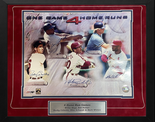 One Game 4 Home Runs Autographed Framed 15x18 Photo (JSA & MLB Auth)
