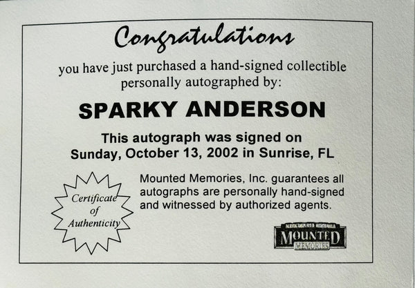 Sparky Anderson Autographed Official Major League Baseball (Mounted Memories)