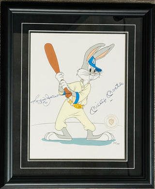 Mickey Mantle Reggie Jackson Signed "Baseball Bugs" Sericel Warner Bros Co. 1992 LE/150