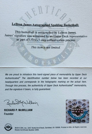LeBron James Autographed Spalding Official Leather Game Basketball (UDA)