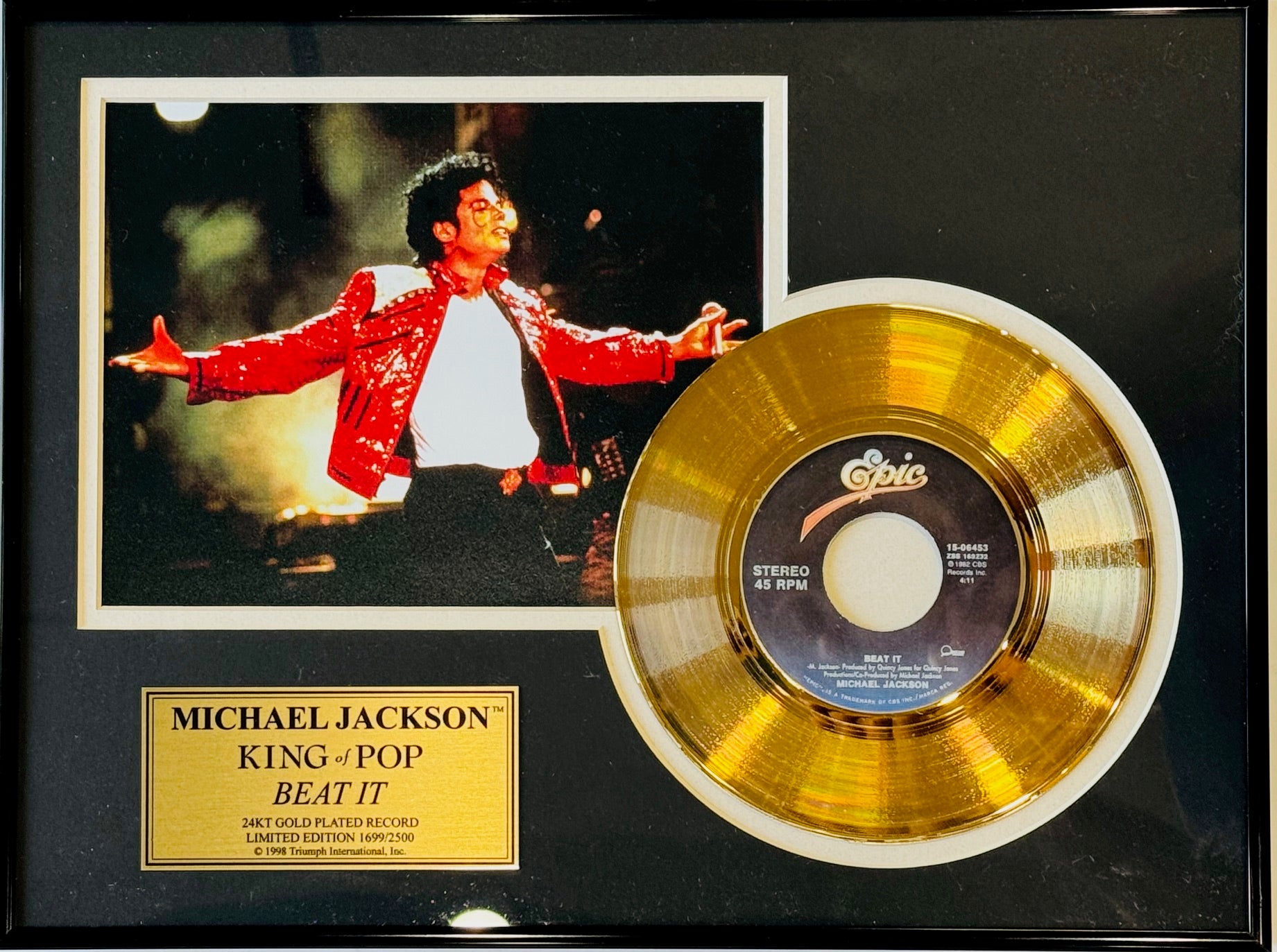 マイケルジャクソン　24kt GOLD RECORD Michael Jackson - Scream 24K Gold Plated, Framed #'d 201