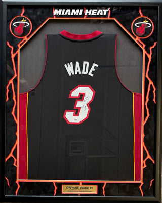 Dwyane Wade Autographed Miami Heat Framed Jersey (PSA)