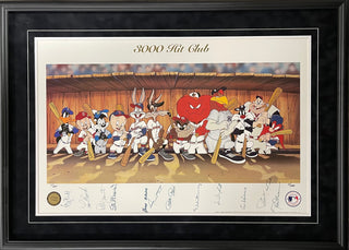 3000 Hit Club Autographed Framed Looney Tunes MLB Lithograph