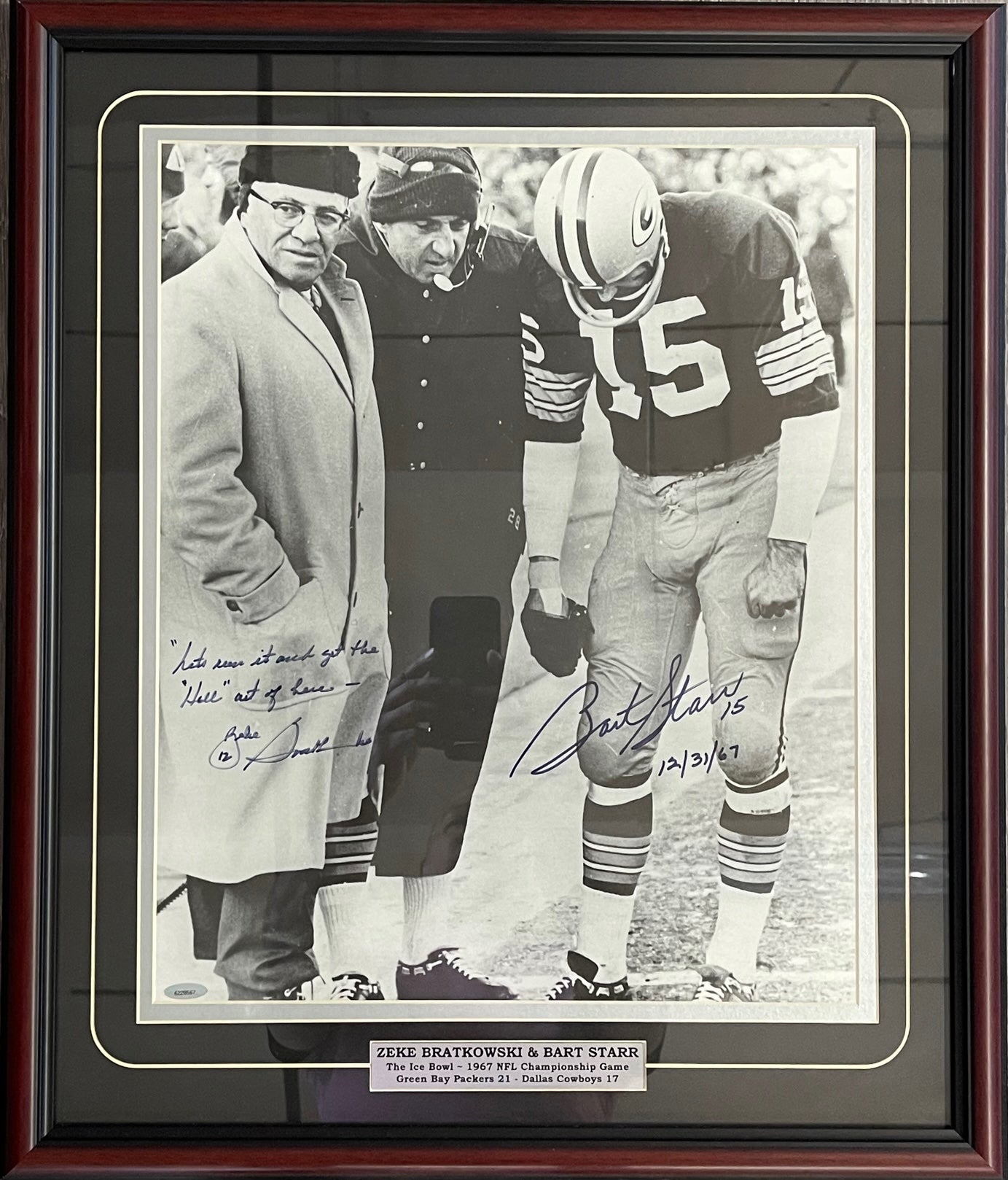 Bart Starr 15 AUTOGRAPHED Framed Green Bay Packers Football 