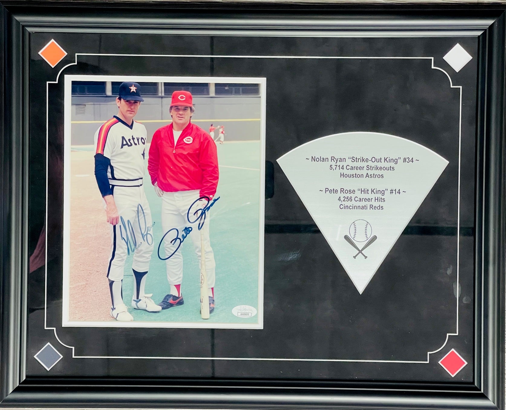 PETE ROSE CINCINNATI REDS MLB SIGNED BLUE SHARPIE FRAMED GENUINE AUTHENTIC  8X10