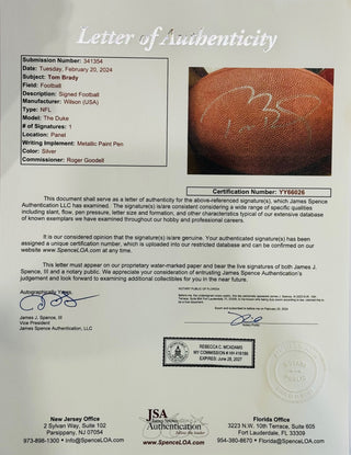 Tom Brady Autographed Official Duke Football (JSA)