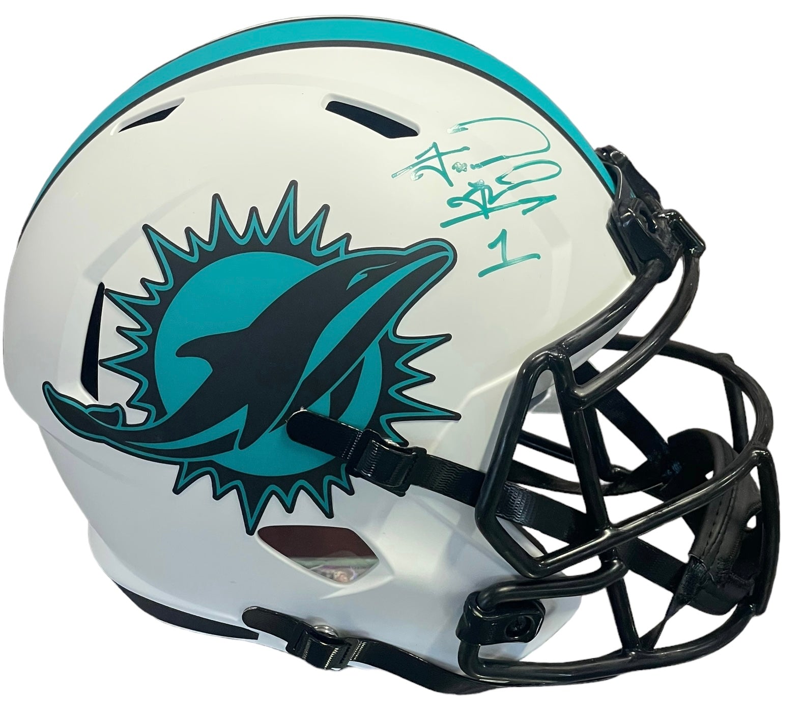 Mercury Morris 17-0 Autographed Miami Dolphins Mini Helmet (JSA)