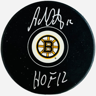 Adam Oates HOF 12 Autographed Boston Bruins Puck