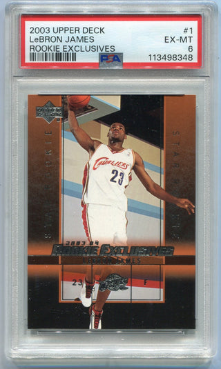 LeBron James 2003 - 2004 Upper Deck Rookie Exclusives RC #1 PSA Graded 6