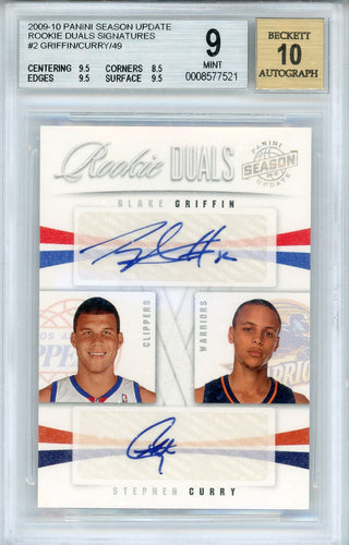 Steph Curry & Blake Griffin Autographed 2009-10 Panini Season Update Rookie Duals Card #2 (BGS 9/10)