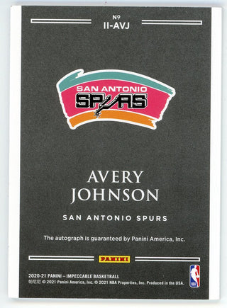 Avery Johnson Autographed 2020-21 Panini Impeccable Indelible Autographed Card #II-AVJ