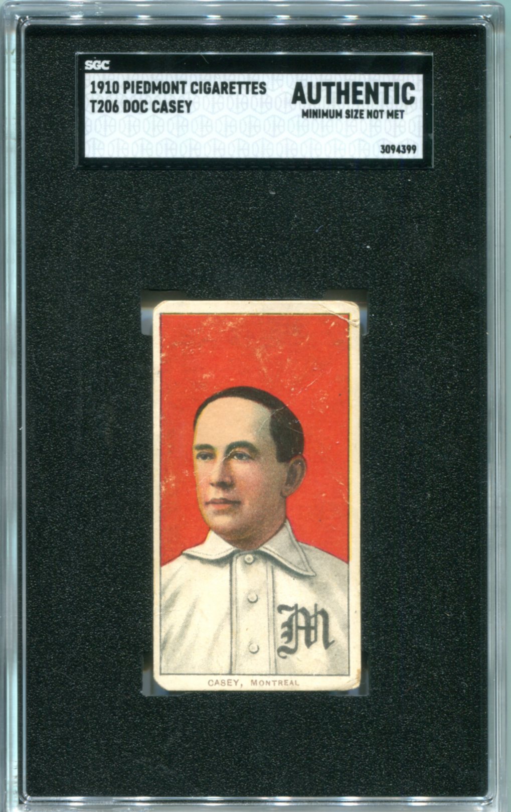 piedmont cigarettes 1910 Doc Casey T206 Piedmont Cigarettes SGC Authentic