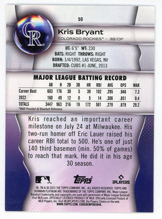 Kris Bryant 2023 Topps Bowman Platinum #50