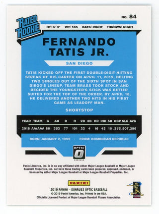 Fernando Tatis Jr 2019 Panini Optic #84 Card