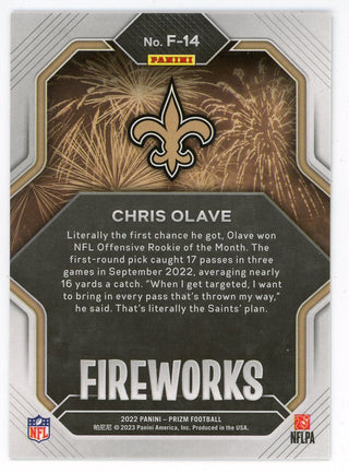 Chris Olave 2022 Panini Prizm Fireworks Rookie Card #F-14