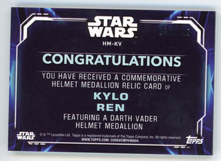 Kylo Ren 2021 Topps Star Wars Darth Vader Helmet Medallion #HM-KV