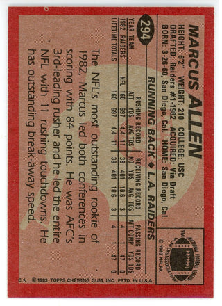 Marcus Allen 1983 Topps Card #294
