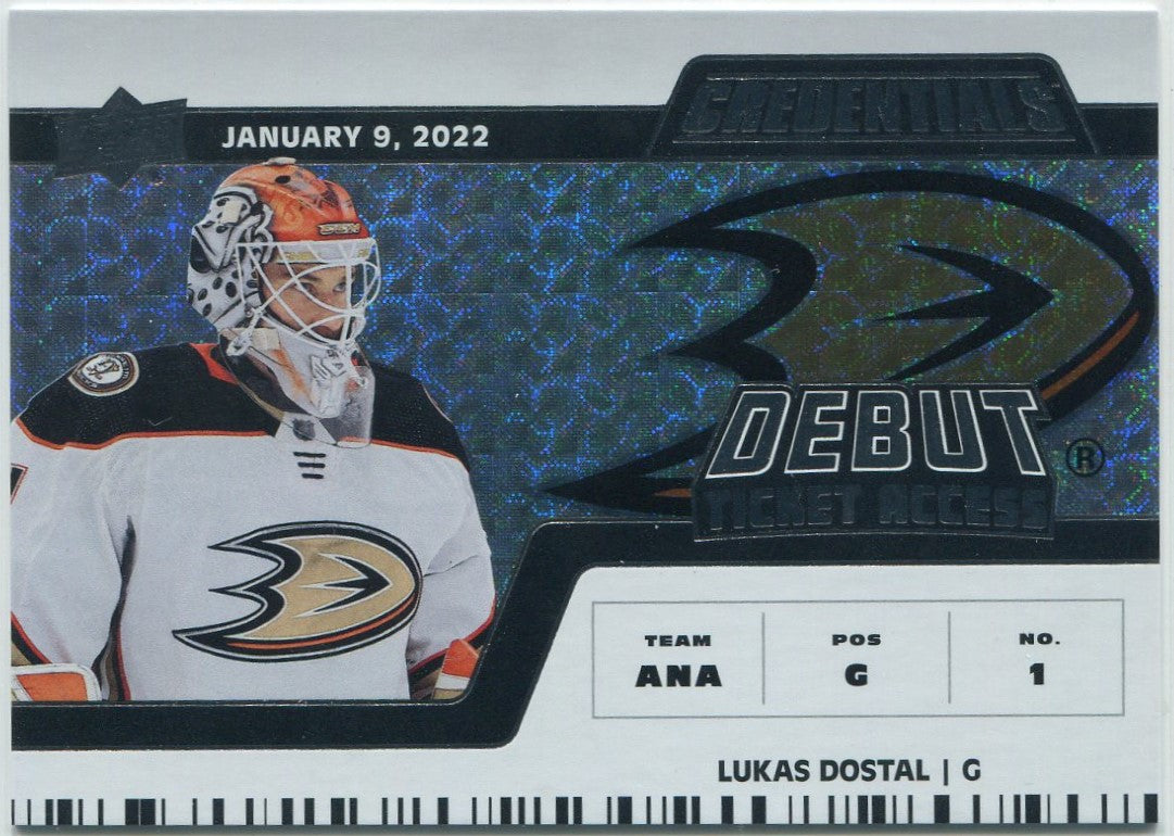 Lukas Dostal 2022 - 2023 Upper Deck Credentials Debut Ticket
