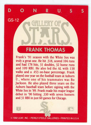 Frank Thomas 1992 Leaf Gallery of Stars #GS-12