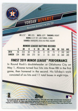 Yordan Alvarez 2020 Topps Finest Silver #50 Card