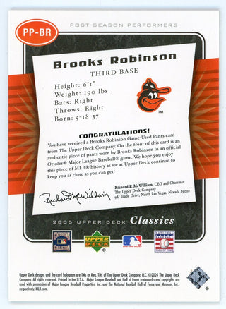 Brooks Robinson 2005 Upper Deck Post Season Performers Patch Relic #PP-BR