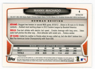 Manny Machado 2013 Topps Bowman Chrome Sliver Refractor #4 Card