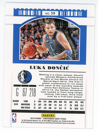 Luka Doncic 2019 Panini Contenders Season Ticket Card #39