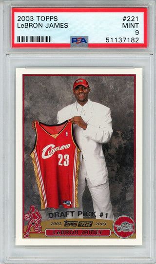 LeBron James 2003 Topps Rookie Card #221 (PSA Mint 9)