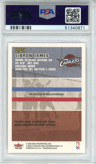LeBron James 2003 Fleer Rookie Card #261 (PSA Gem Mint 10)