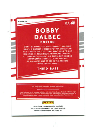 Bobby Dalbec 2020 Panini Optic Autographs #OA-BD Card