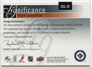 Mark Scheifele Autographed 2011 - 2012 Upper Deck SP Game Used RC 31/50