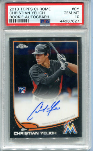 Christian Yelich Autographed 2013 Topps Chrome Rookie Card PSA 10