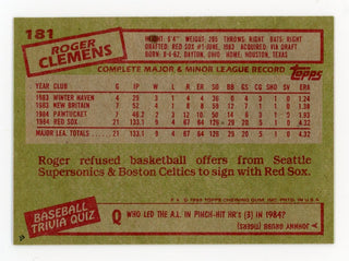 Roger Clemens 1985 Topps #181 Card