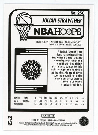 Julian Strawther 2023-24 Panini Hoops Rookie Card #250