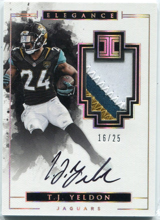TJ Yeldon Autographed 2016 Panini Impeccable 3 Color Patch Card #41 16/25