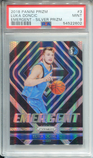 Luka Doncic 2018 Panini Prizm Silver Emergent Rookie Card #3 (PSA 9)