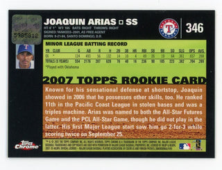 Joaquin Arias 2007 Topps Chrome Autograph Issue #346 Card