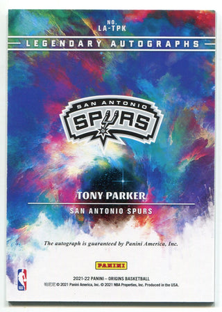 Tony Parker 2021-22 Panini Origins Legendary Autographs Tie Dye Card /25