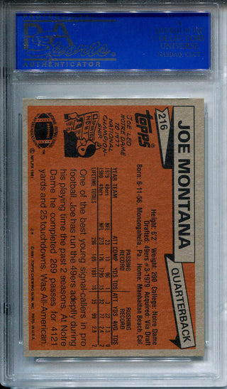Joe Montana 1981 Topps Rookie Card #216 PSA NM-MT 8