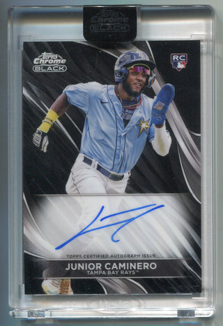 Junior Caminero 2024 Topps Chrome Black Autograph Rookie Card CBA-JCA