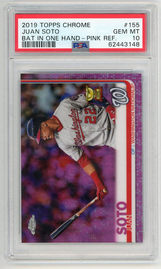 Juan Soto 2019 Topps Chrome Bat In One Hand Pink Refractor #155 PAS MT 10