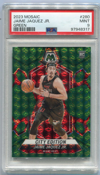 Jaime Jaquez Jr. 2023 - 2024 Panini Mosaic City Edition Green Prizm RC #280 PSA Graded 9